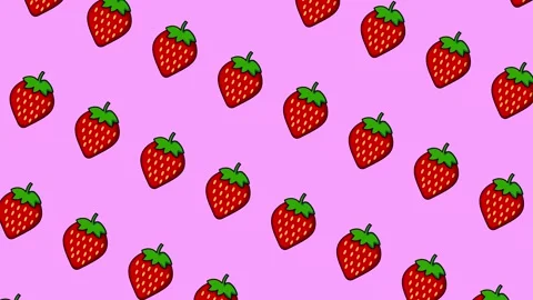 Stylized Red Strawberry Pattern Flowing Diagonal 4K Loop Stock Footage 335686380