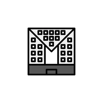 Stylized rendering of an iconic edifice with a contemporary geometric form .. Ilustración de archivo