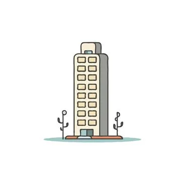 Stylized representation of a towering urban building, a simple flat design .. Ilustración de archivo
