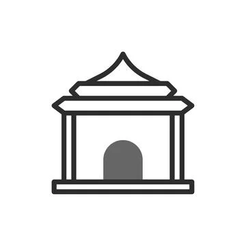 Stylized representation of a traditional building structure showcases simpl.. Ilustración de archivo