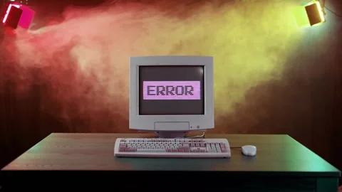 Stylized Retro 1980s Computer ERROR Blinking Alert Stock Footage 281514996