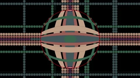 Stylized retro 2d animation with sphere in middle. Dots pattern around with  Stock Footage 323973828