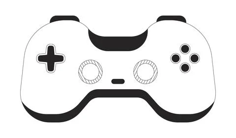 Stylized retro game controller 2D line object Stock Illustration