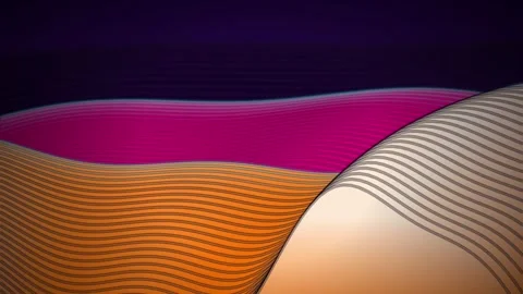 Stylized retro landscape with flowing waves in a seamless loop Stock Footage 342949315