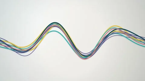 Stylized ribbon lines flow in a seamless loop Stock Footage 341402170