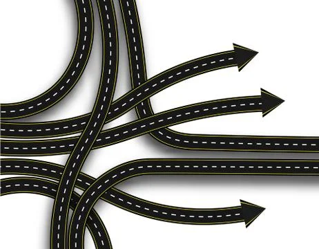 Stylized road junction. Highway with a marking. 3D shadow. The direction of.. Stock Illustration