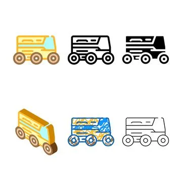 Stylized robot courier autonomous delivery color icon vector 스톡 일러스트