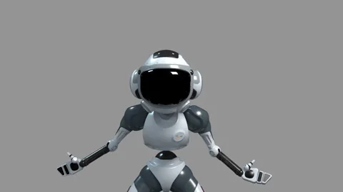 A stylized robot makes an unknown "KU" gesture or a greeting sign Stock-Footage 254469144