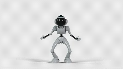 A stylized robot makes an unknown "KU" gesture or a greeting sign Stock Footage 254673615