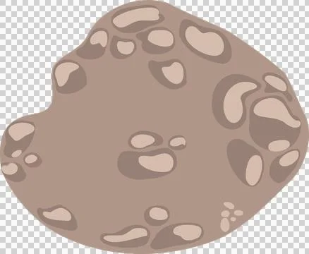 Stylized rock-like shape is floating on transparent background, featuring brown Ilustración de archivo