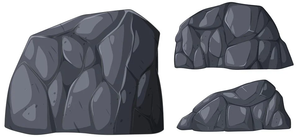 Stylized Rock Vector Illustration Set Stock Illustration