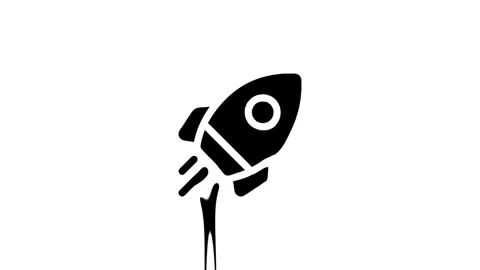 Stylized rocket launch animation on white background Stock Footage 327761652