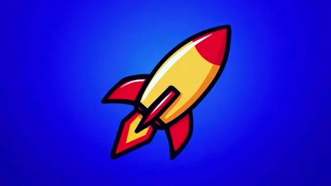Stylized rocket launching on blue background, stop motion animation, seamle.. Stock Footage 342046993