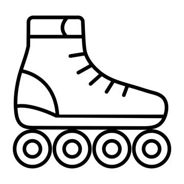A stylized roller skate with four wheels is outlined on a white background イラスト素材