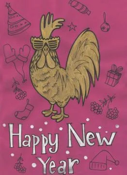 Stylized rooster on a light background.  illustration of , symbol  2017  the Stock Illustration