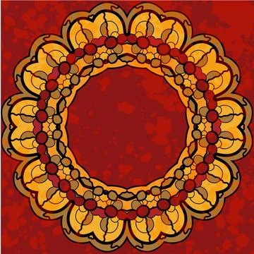 Stylized round mandala frame for text on watercolor abstract background, d... Stock Photos
