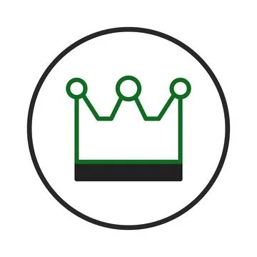 Stylized royal crown icon with geometric shapes inside a circle conveys pow.. Stock Illustration