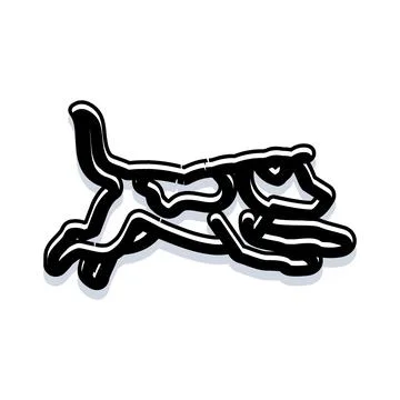 Stylized running pet creating artistic brush stroke design Stock Illustration