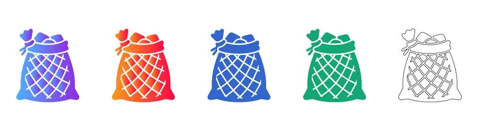 Stylized Sack Icon Collection in Gradient Styles Stock Illustration