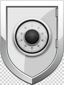 Stylized safe with combination lock and security shield design for financia.. Stock Illustration