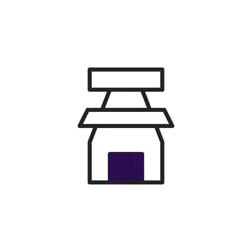 Stylized schematic representation of a building showcasing minimal geometri.. Ilustración de archivo