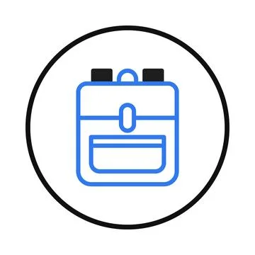 Stylized school backpack vector illustration with circular frame design per.. Stock Illustration