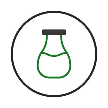 Stylized science icon displaying a flask, minimal line art with precise des.. Stock Illustration