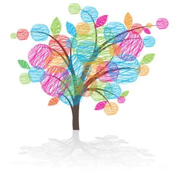 Stylized scrabble tree, vector illustration Stock Illustration