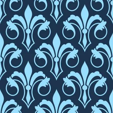 Stylized scrolling seamless Fleur de Lys pattern Illustrazione stock