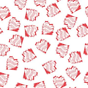 Stylized seamless pattern with heart and I LOVE YOU lettering for textiles, p Stock Illustration