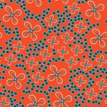 Stylized Seamless Print Autumn Fall Garden with flowers Stock Illustration