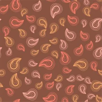 Stylized Seamless vector pattern based on traditional oriental paisley elements Stock Illustration