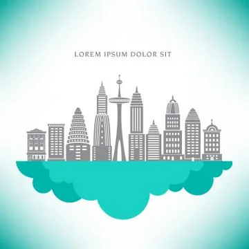A Stylized Set of Buildings Stock Illustration