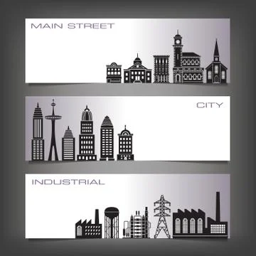 A Stylized Set of Buildings Stock Illustration