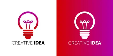 Stylized set of vector lightbulbs. Collection colorful logotypes. New idea Stock Illustration