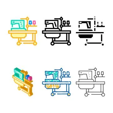 Stylized sewing machine color icon vector Stock Illustration