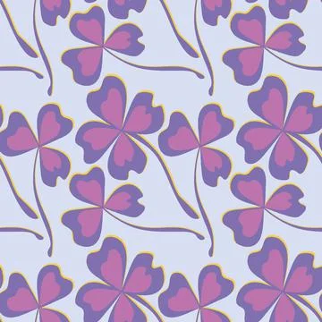 Stylized shamrock and magic four-leaf among them - graphics. Fabulous plant w Stock Illustration