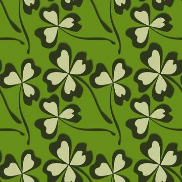 Stylized shamrock and magic four-leaf among them - graphics. Fabulous plant w Stock Illustration
