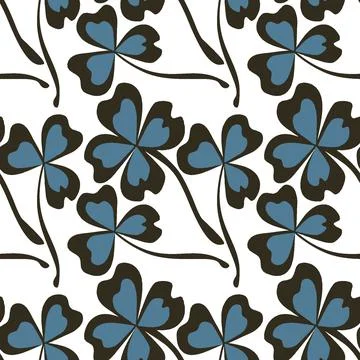 Stylized shamrock and magic four-leaf among them - graphics. Fabulous plant w Illustrazione stock
