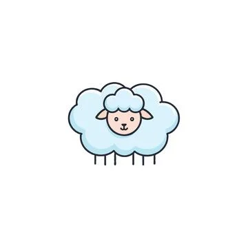 Stylized sheep illustration embodies springtime charm in soft color palette.. Illustration