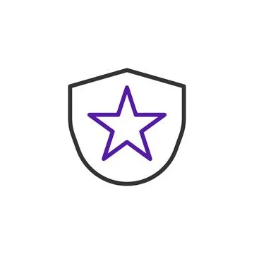 Stylized shield emblem showcasing a prominent star symbolizing excellence a.. Stock Illustration