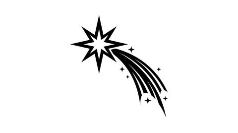 Stylized Shooting Star or Comet with Sparkling Tail Icon Stock Illustration