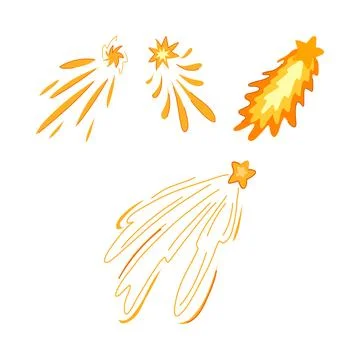 Stylized shooting stars trailing bright glowing light Stockillustratie
