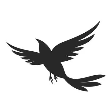 Stylized Silhouette of a Bird in Flight, Wing Spread Stock Illustration