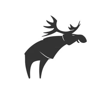 Stylized silhouette moose logo vector emblem Stock Illustration