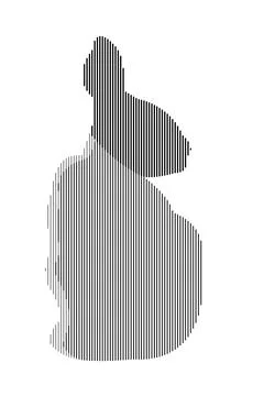 Stylized silhouette of a rabbit from the back and looks back in minimalism Stock Illustration
