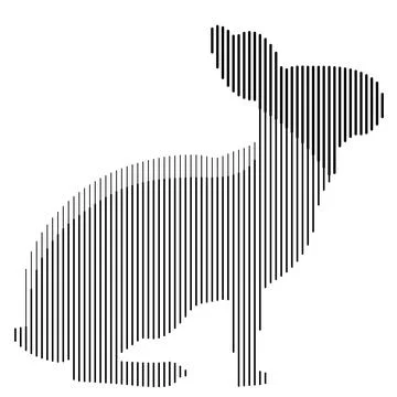 Stylized silhouette of a rabbit sitting in minimalism Stock Illustration
