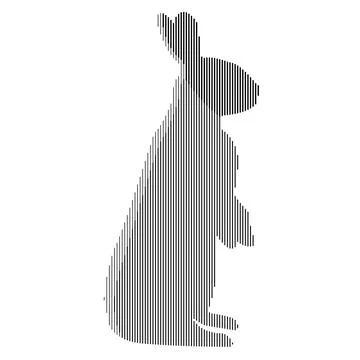 Stylized silhouette of a rabbit stands on its hind legs in minimalism Stock Illustration