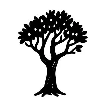 Stylized Silhouette Tree Isolated on White Stock Illustration