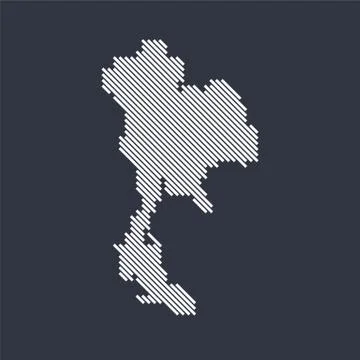 Stylized simple diagonal line map of Thailand Illustrazione stock